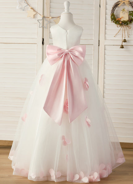 Robe Pastel Fille Mariage Blanc Rose