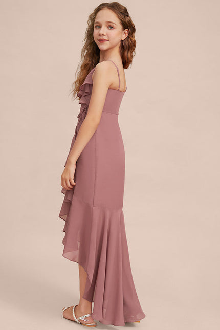 Robe Pastel Rose Demi-Longue Avec Volants - gallery 3