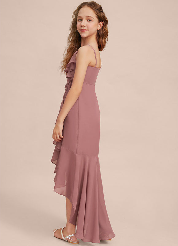 Robe Pastel Rose Demi-Longue Avec Volants - gallery 3