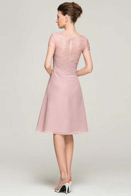 Robe Pastel Rose Trapèze Col Rond - gallery 4