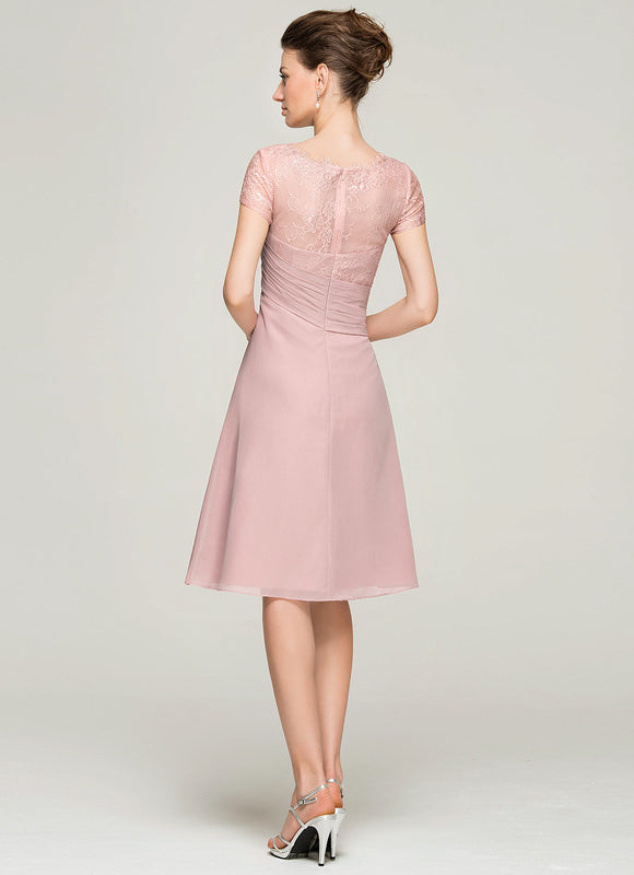 Robe Pastel Rose Trapèze Col Rond - gallery 4