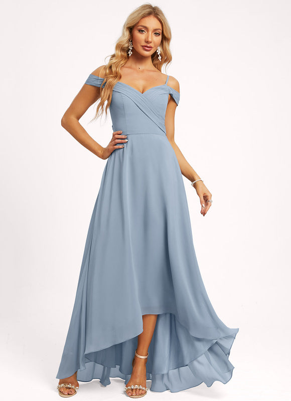 Robe Pastel Décolleté Asymétrique Rose Mauve - gallery 4