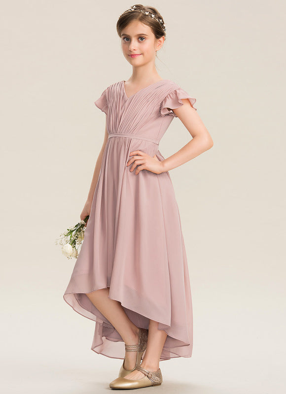 Robe Pastel Rose Trapèze Avec Nœud - gallery 2