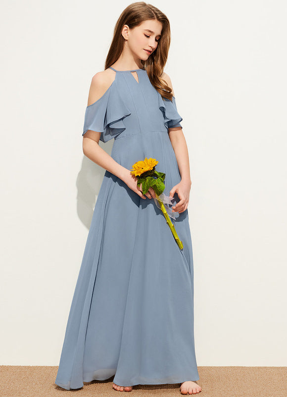Robe Pastel Junior Rose Volants Longue - gallery 3