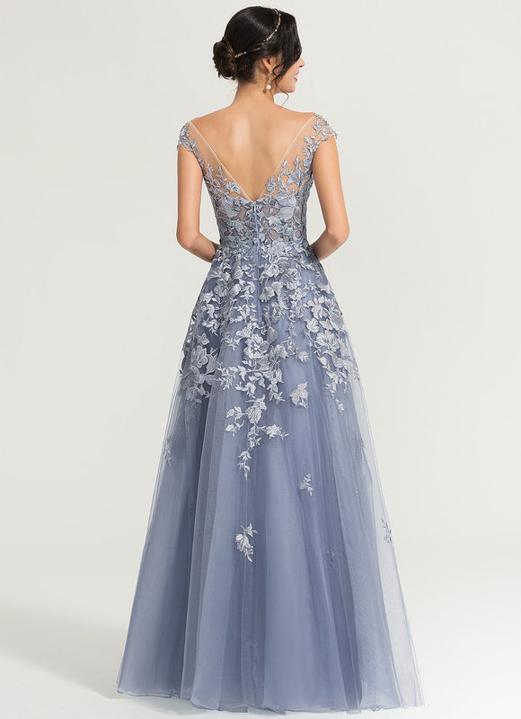 Robe Pastel Bleu Trapèze Épaules Dénudées - gallery 5