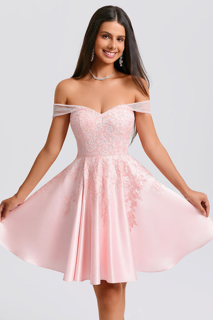 Robe Pastel Rose Courte Dentelle Strass