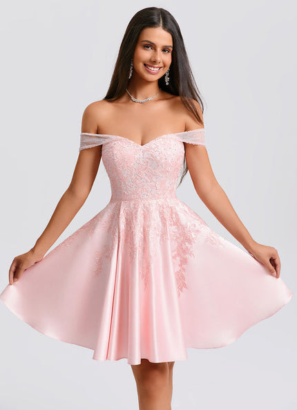 Robe Pastel Rose Courte Dentelle Strass