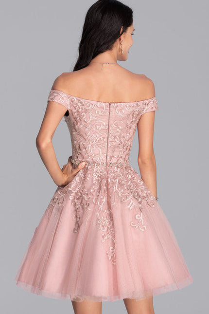 Robe Pastel Rose Tulle Paillettes Élégante - gallery 4
