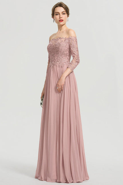 Robe Pastel Rose Épaules Dénudées Dentelle - gallery 4