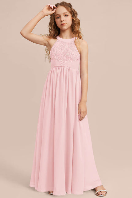 Robe Pastel Rose Demoiselle D'Honneur Longue - gallery 6