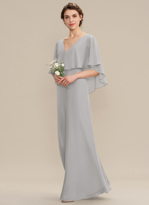 Robe Pastel Gris Trapèze Col V Long