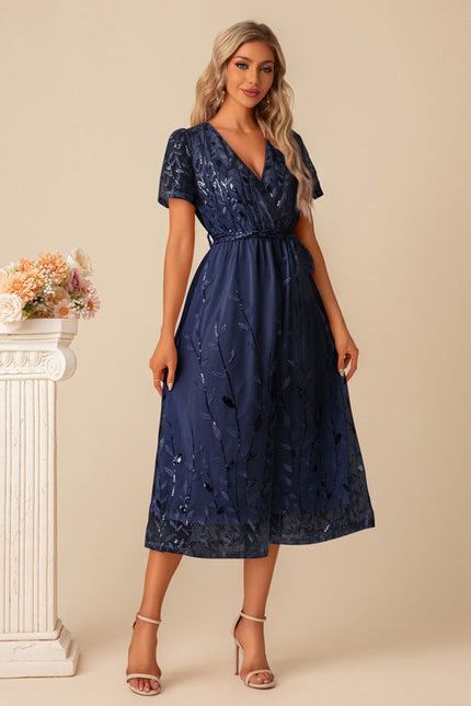 Robe Pastel Rose Pailletée Longueur Mollet - gallery 6
