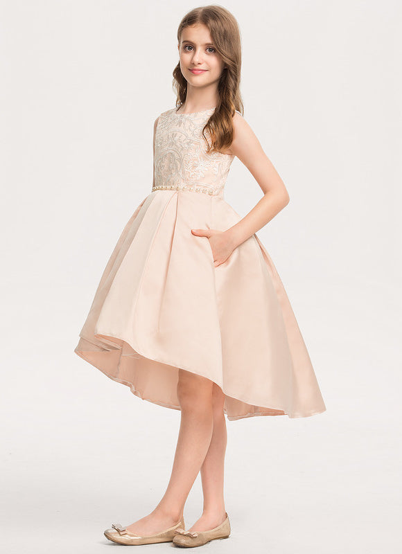 Robe Pastel Junior Rose Dentelle Satin - gallery 4