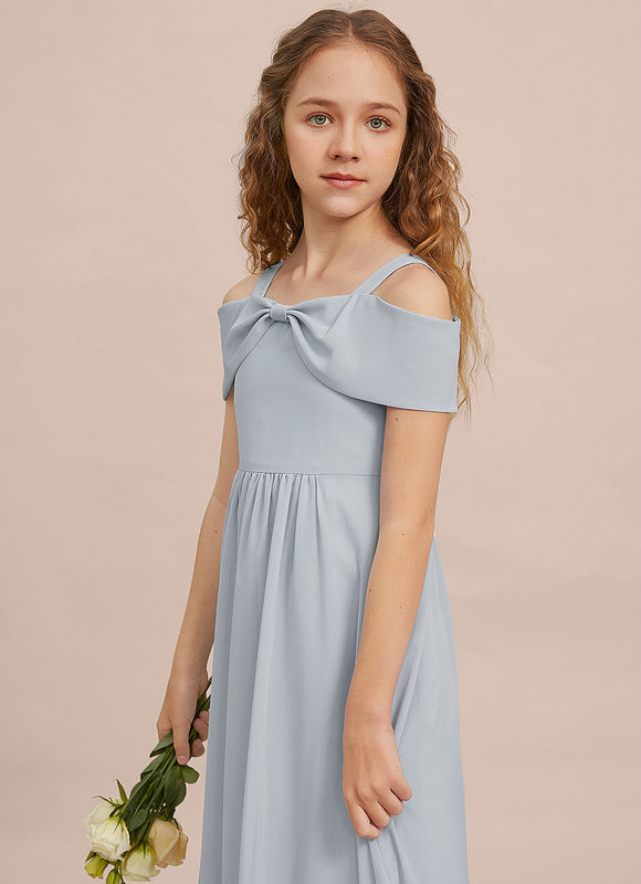 Robe Pastel Bleu Décolleté Épaules Ras Du Sol - gallery 2