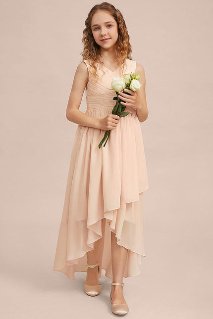 Robe Pastel Rose Demoiselle D'Honneur Asymétrique - gallery 2