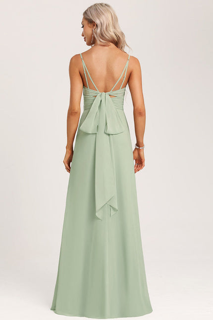 Robe Pastel Vert Sauge Demoiselle D'Honneur Élégante - gallery 4