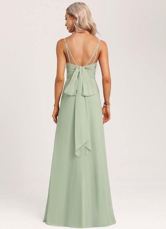 Robe Pastel Vert Sauge Demoiselle D'Honneur Élégante - gallery 4