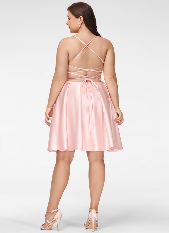 Robe Pastel Rose Satin Col Carré - gallery 7