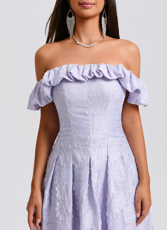 Robe Pastel Lavande Épaule Dénudée Courte - gallery 7
