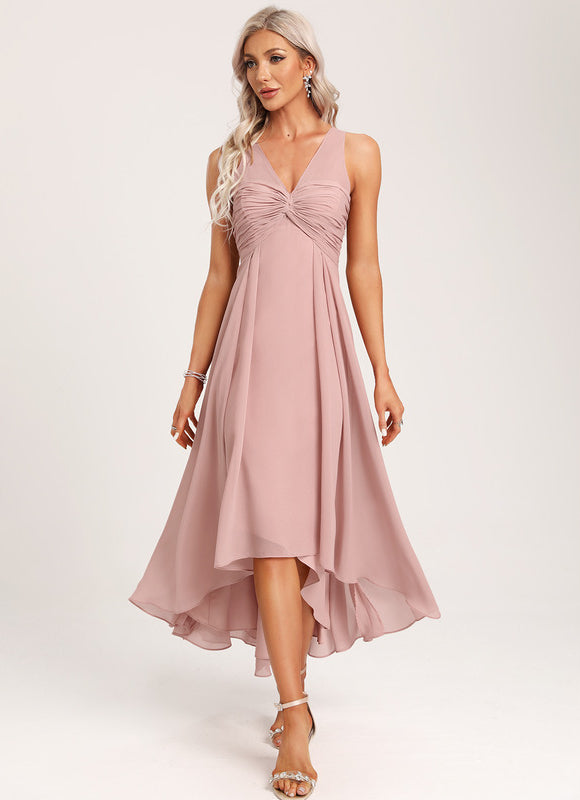 Robe Pastel Verte Col V Asymétrique