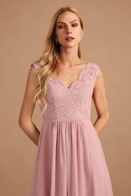 Robe Pastel Rose Demoiselle D'Honneur Élégante - gallery 2