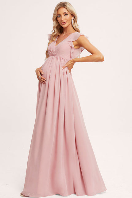 Robe Pastel Rose Demoiselle D'Honneur Volants - gallery 2