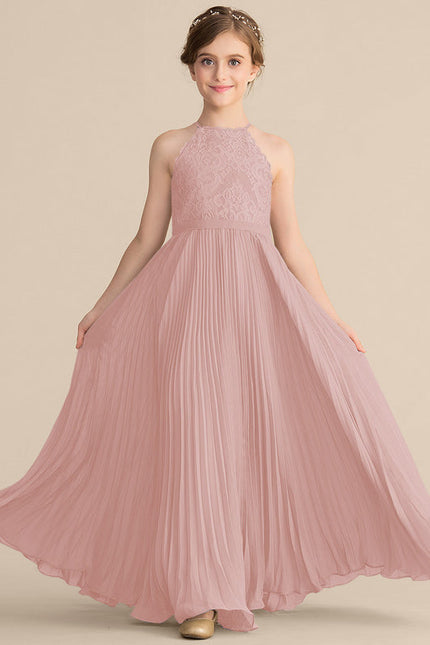 Robe Pastel Rose Mousseline Trapèze Plissée