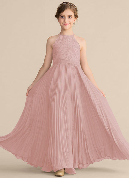 Robe Pastel Rose Mousseline Trapèze Plissée