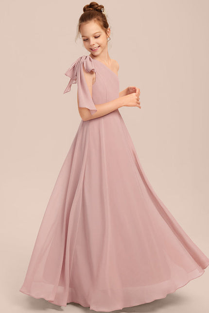 Robe Pastel Rose Décolleté Asymétrique Junior - gallery 7