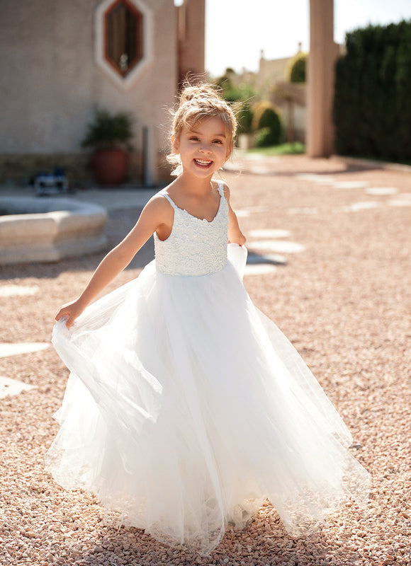Robe Pastel Blanche Demoiselle D'Honneur Long.