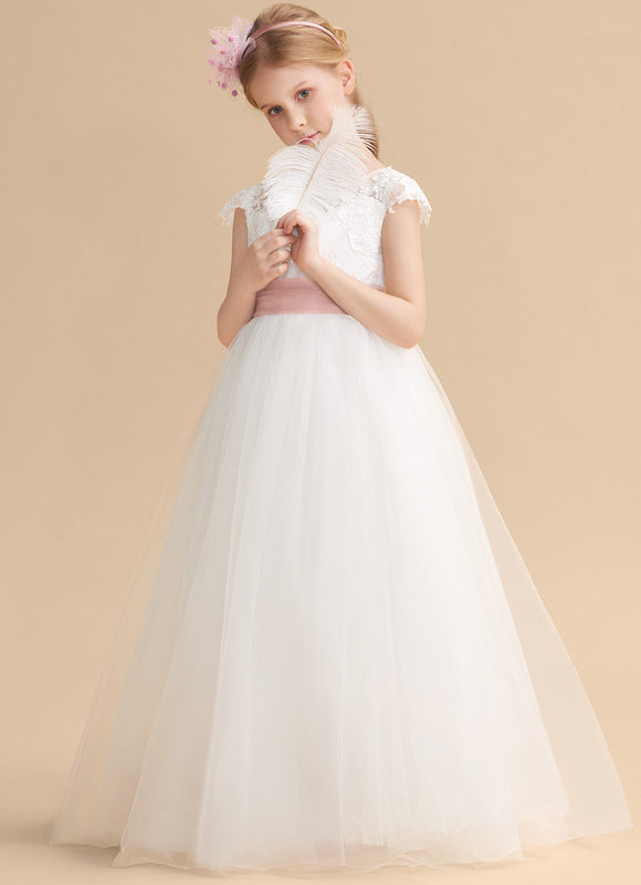 Robe Pastel Blanche Avec Ceinture Rose - gallery 7