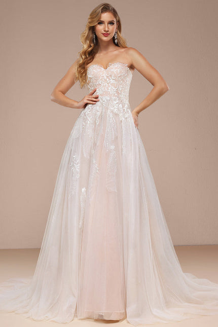 Robe Pastel Rose Épaules Dénudées Traîne Longue - gallery 9