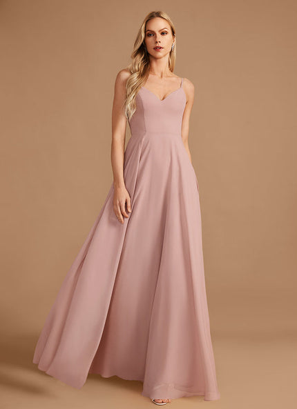 Robe Pastel Rose Mousseline D'Honneur Col V.
