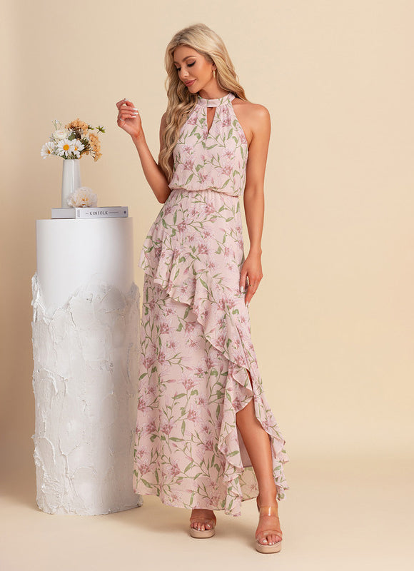 Robe Pastel Rose Imprimé Fleurs Maxi - gallery 4