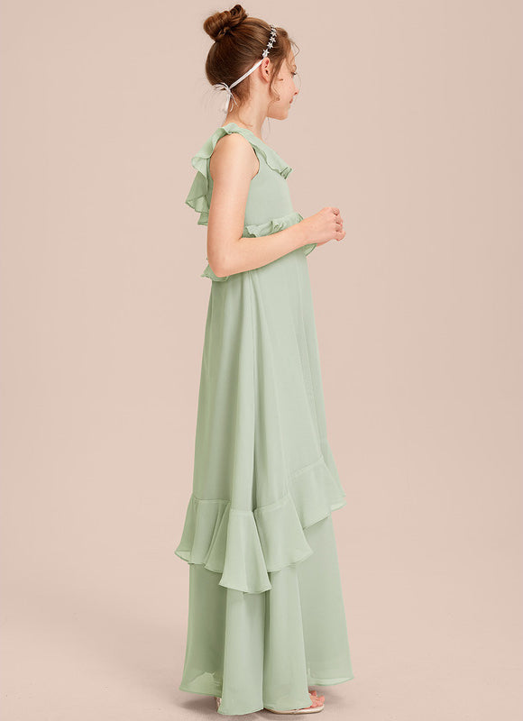 Robe Pastel Rose Demoiselle D'Honneur Volants - gallery 1