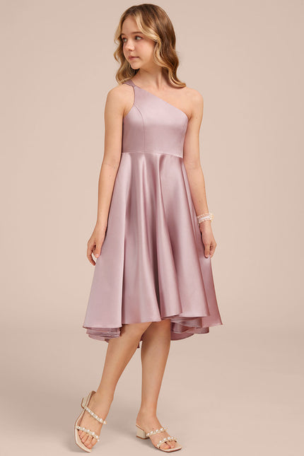 Robe Pastel Mauve Décolleté Asymétrique Satin - gallery 3