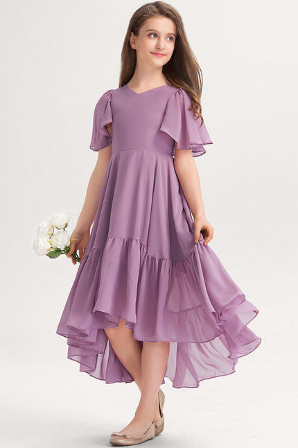 Robe Pastel Verte Trapèze Col V Junior