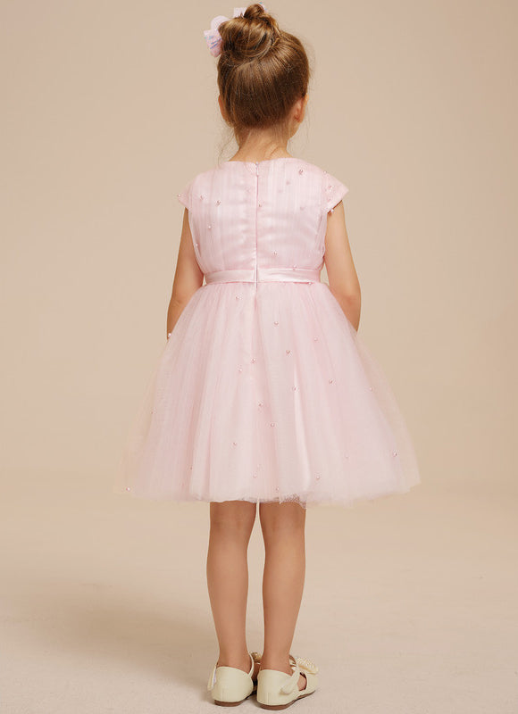 Robe Pastel Rose Tulle Avec Perles - gallery 4