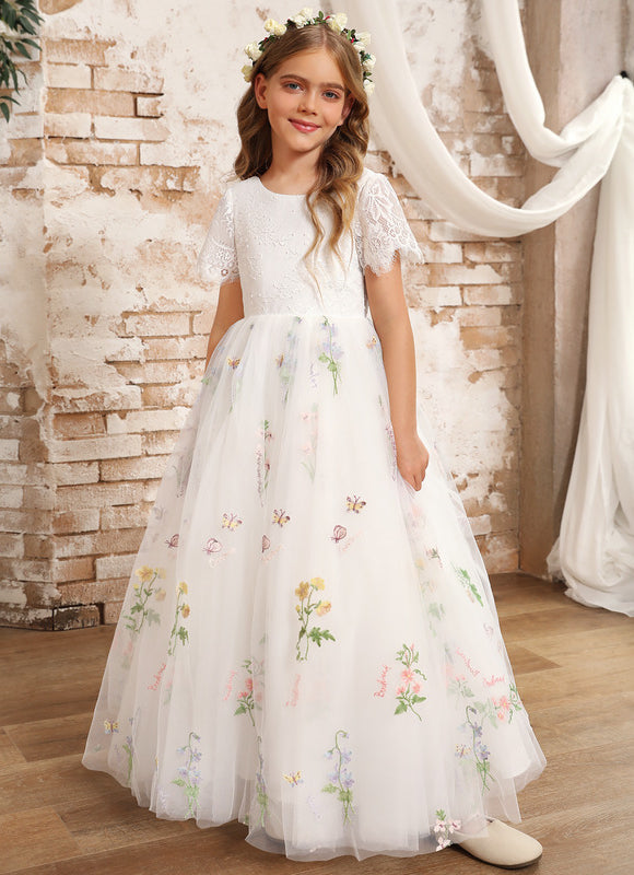 Robe Pastel Blanche Fille Mariage Fleurs - gallery 1