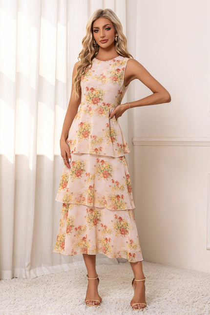Robe Pastel Rose Volants Imprimé Floral - gallery 4