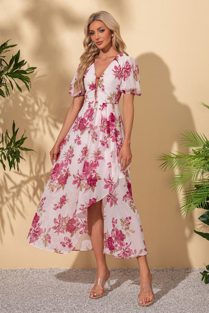 Robe Pastel Fleurie Blanche Maxi Trapèze - gallery 1