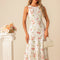 Robe Pastel Blanche Avec Fleurs Roses