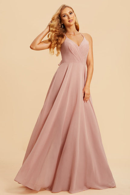 Robe Pastel Rose Demoiselle D'Honneur Élégante - gallery 3