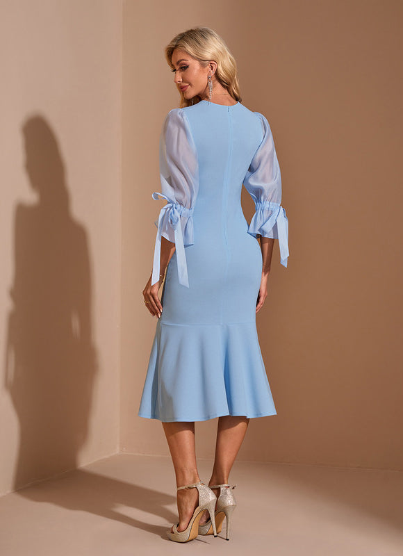 Robe Pastel Bleu Sirène Col Rond - gallery 1
