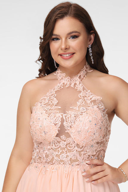 Robe Pastel Rose Trapèze Mousseline Perles - gallery 8