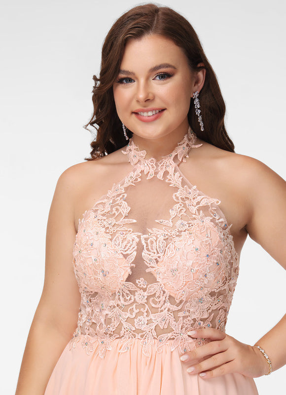 Robe Pastel Rose Trapèze Mousseline Perles - gallery 8