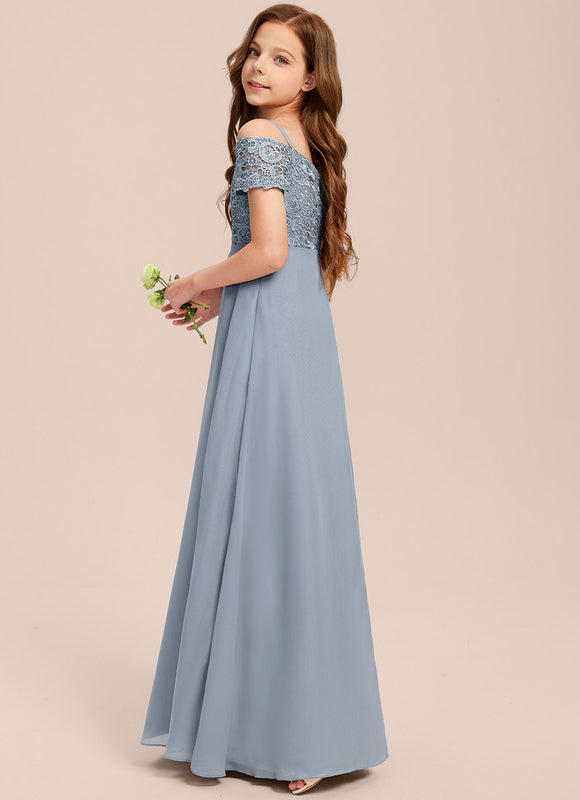 Robe Pastel Bleu Décolleté Trapèze Junior - gallery 5