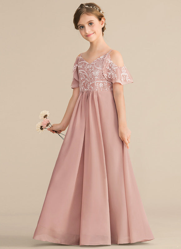 Robe Pastel Bleu Décolleté Trapèze Junior - gallery 2