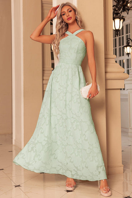 Robe Pastel Verte Maxi Trapèze Jacquard - gallery 6