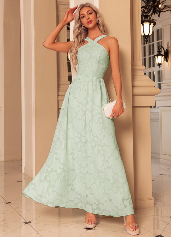 Robe Pastel Verte Maxi Trapèze Jacquard - gallery 6